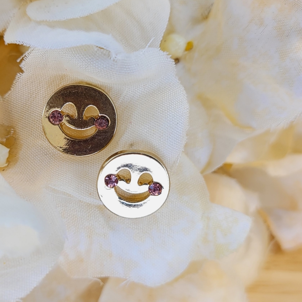 💍😊 BIG smile emoji gold tone earrings